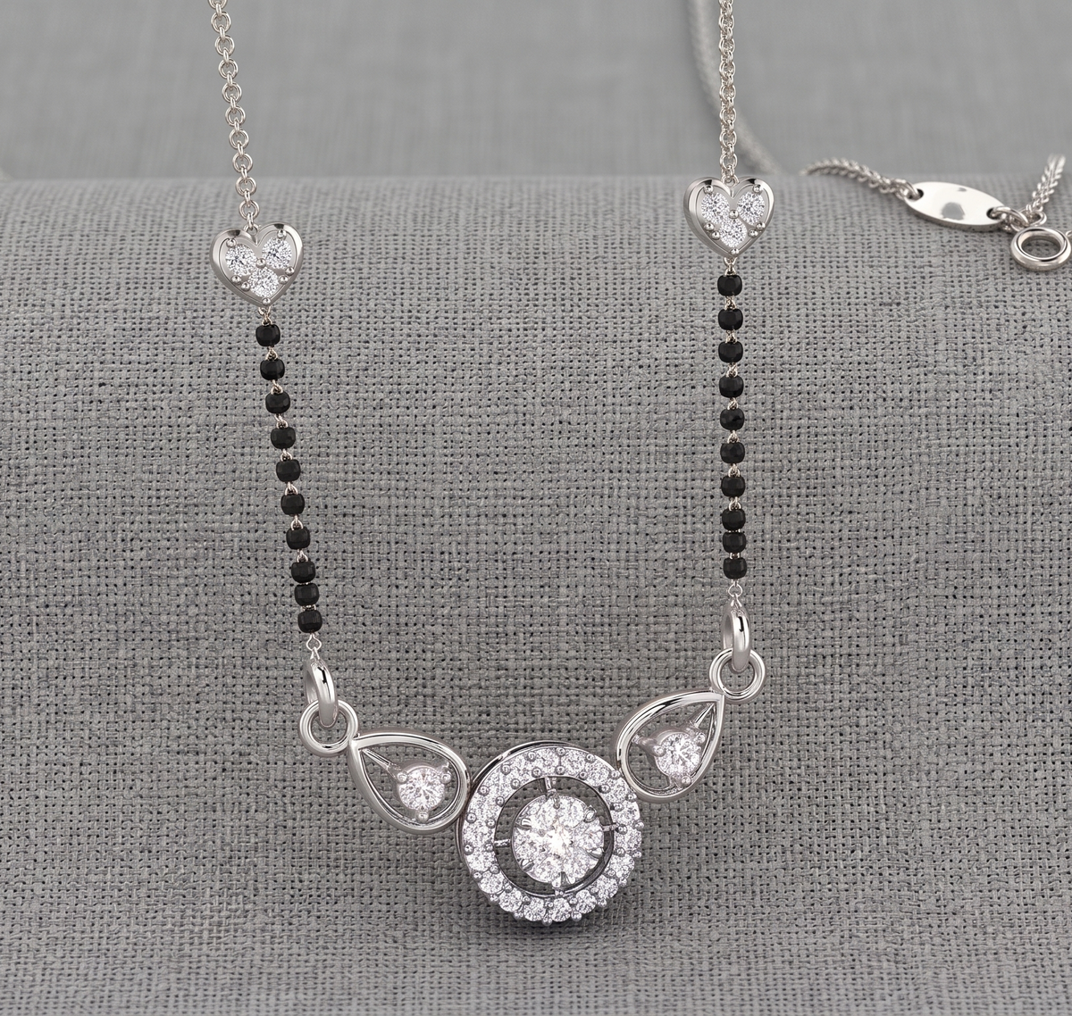 The Heart-Link Solitaire Silver Mangalsutra