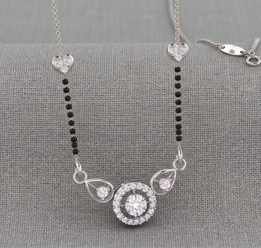 The Heart-Link Solitaire Silver Mangalsutra
