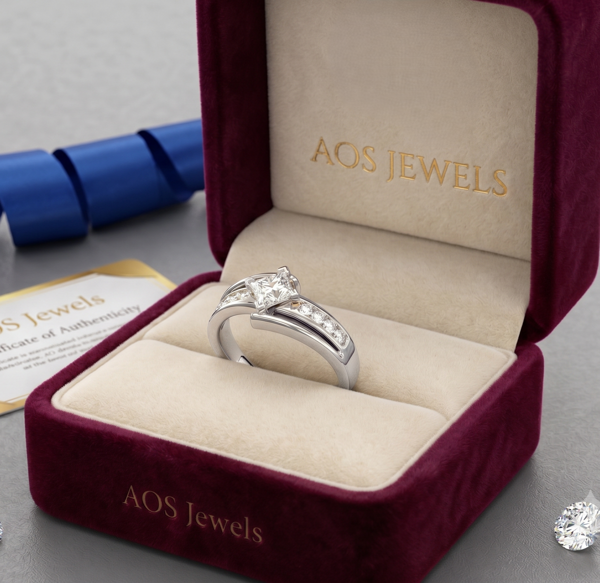 Sterling Silver Channel Accent Wrap Engagement Ring