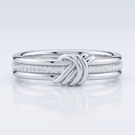 A silver-toned triple-band ring