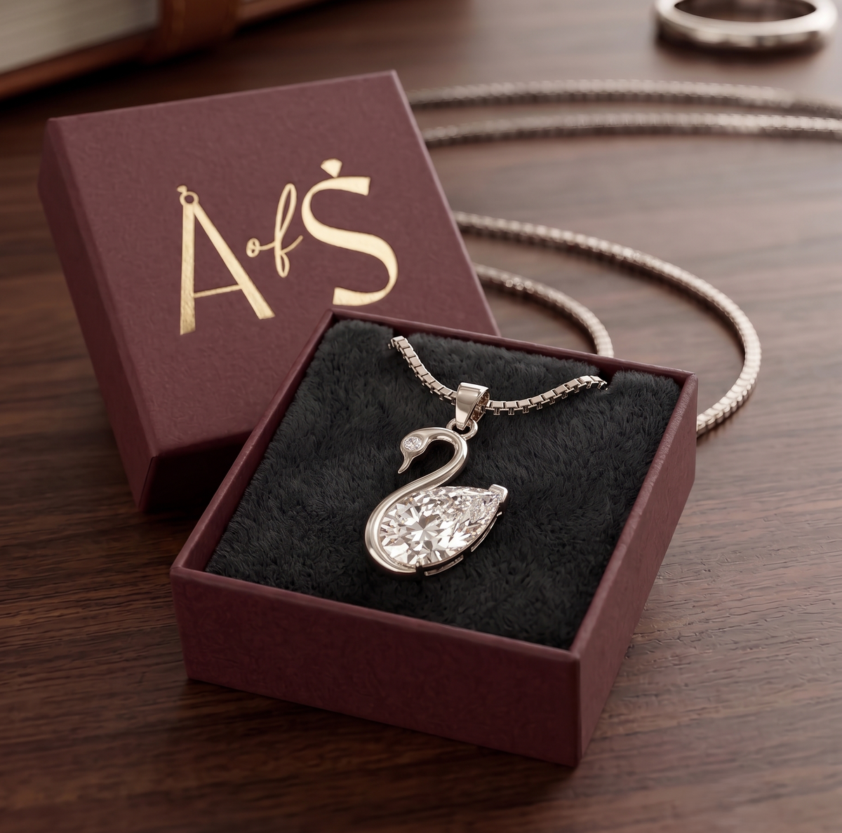 The Graceful Swan Pear-Cut Silver Pendant
