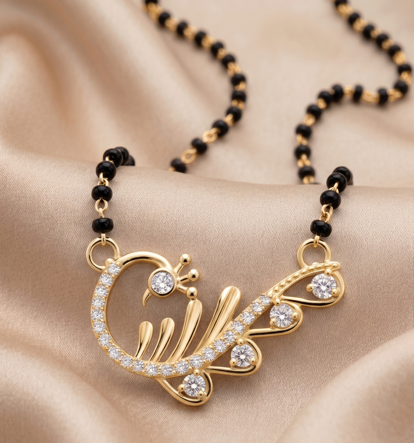 The Graceful Peacock Silver Mangalsutra