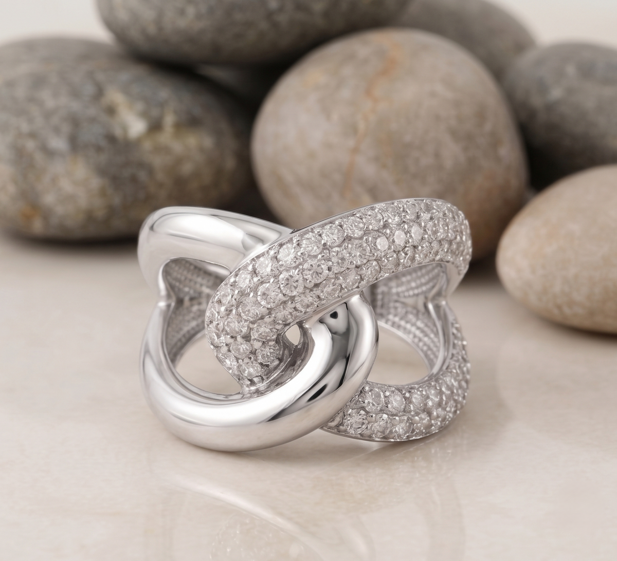 The 'Embrace' Crossover Statement Silver Ring