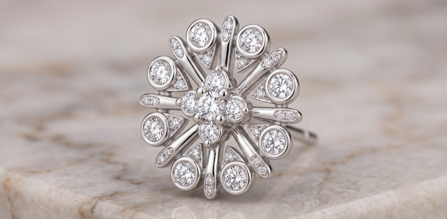 A pair of silver-toned flower-shaped stud earrings