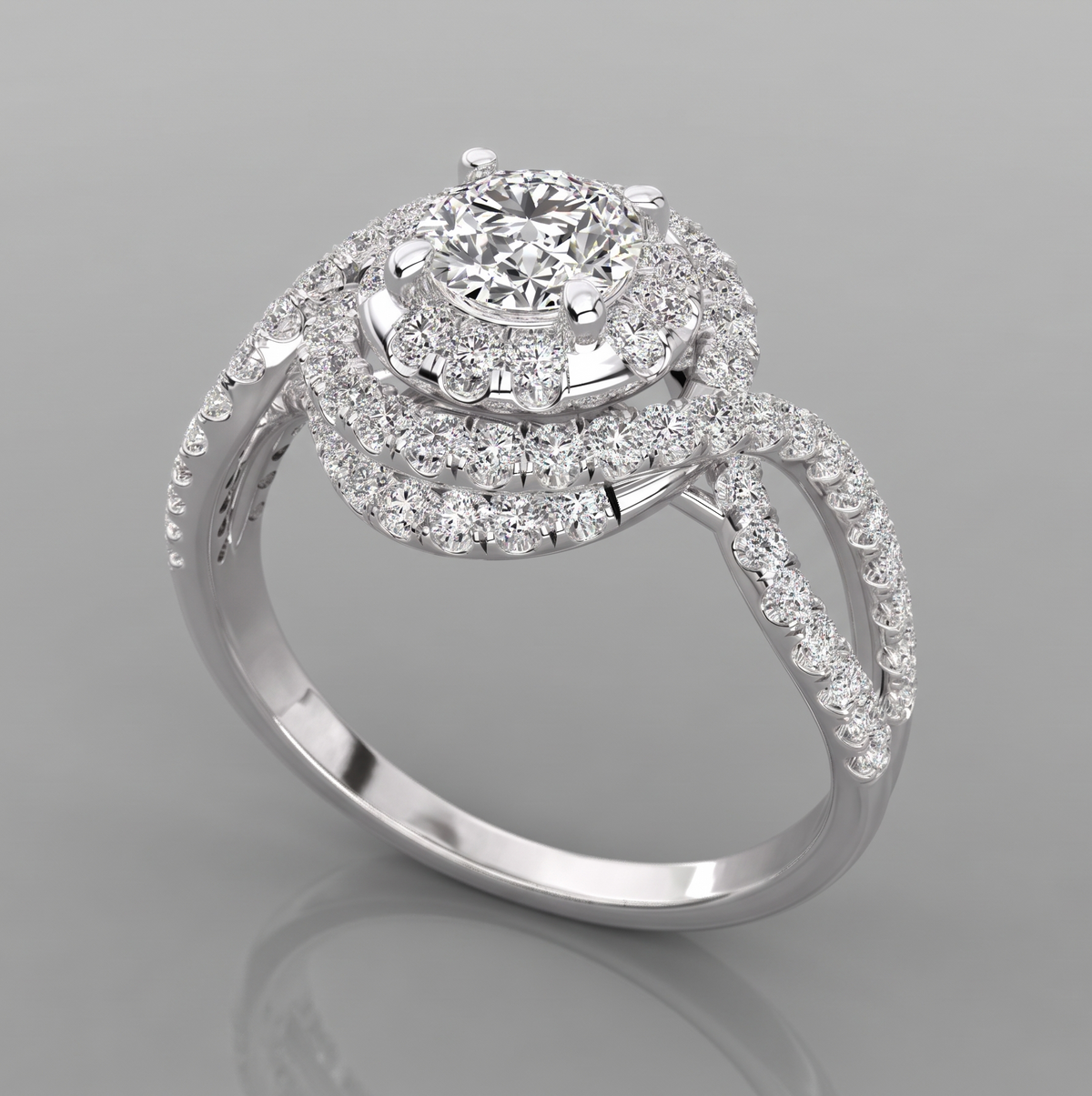 Sterling Silver Round Center with Twisted Split Shank