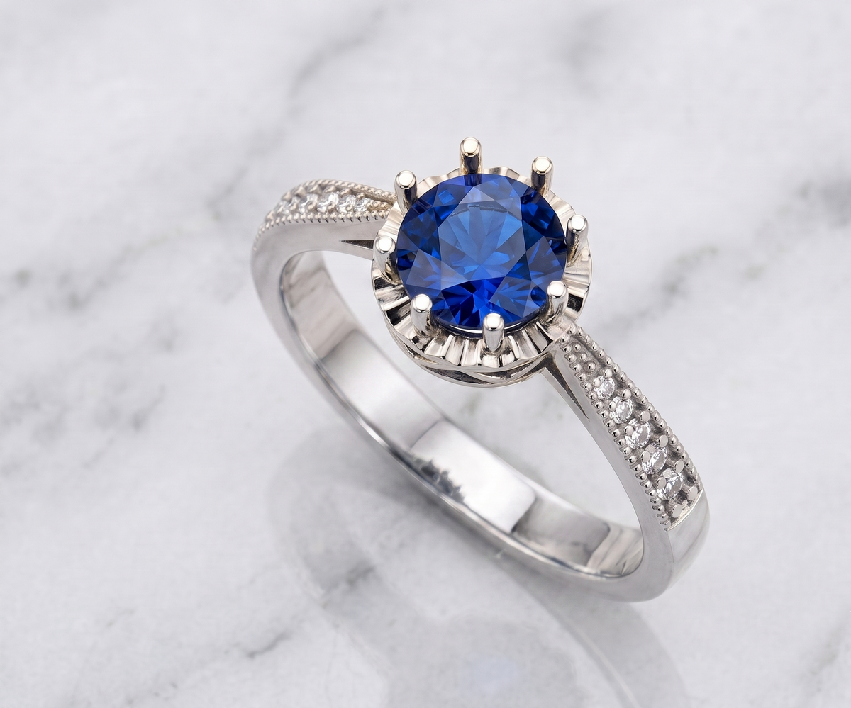 Sterling Silver Bezel-Set Blue Gemstone Statement Ring