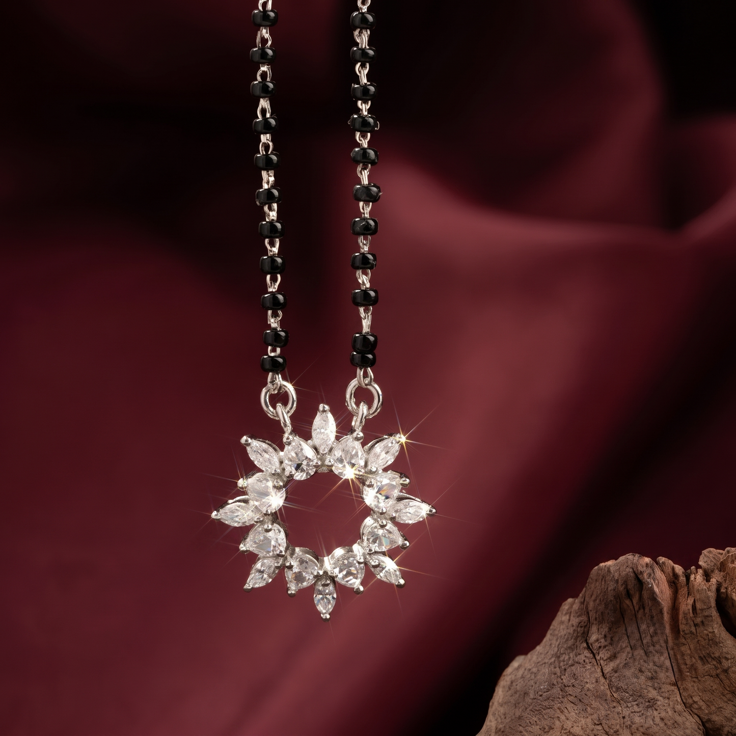 925 Silver Marquise Wreath Mangalsutra