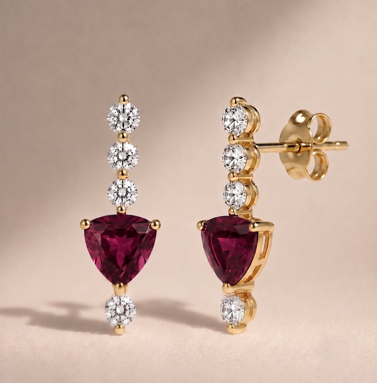 Berry Sparkle Silver Drop Studs