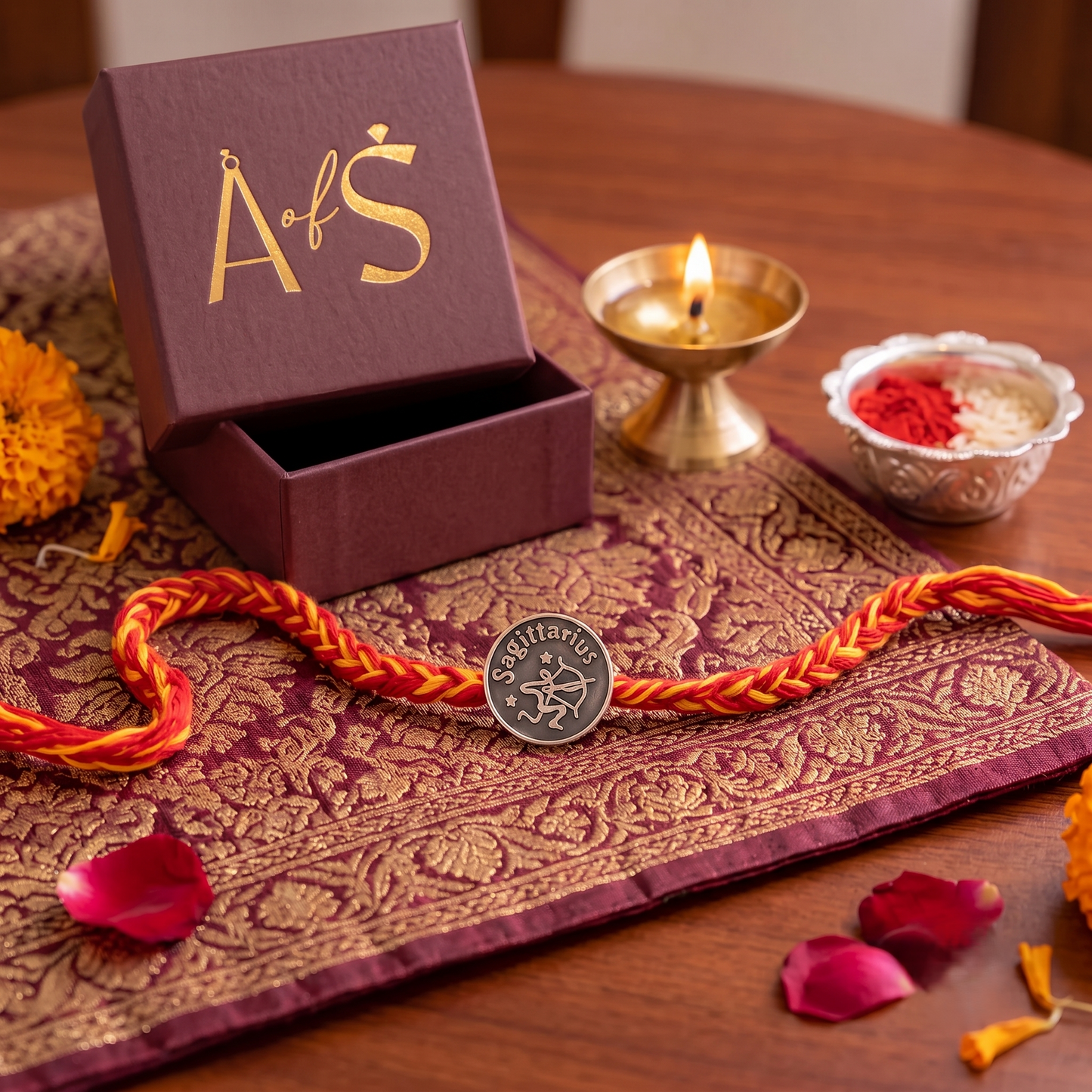 Zodiac sign 925 Silver Rakhi