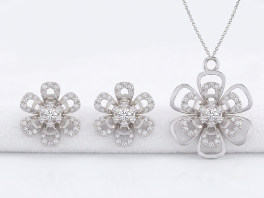 The Ethereal Open-Petal Floral Pendant Set