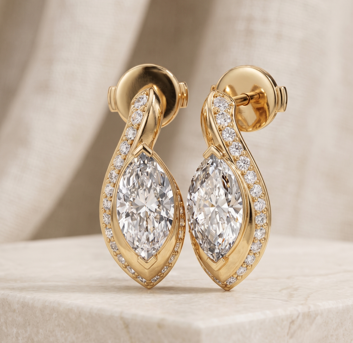 Pavé Sweep Marquise Drop Earrings