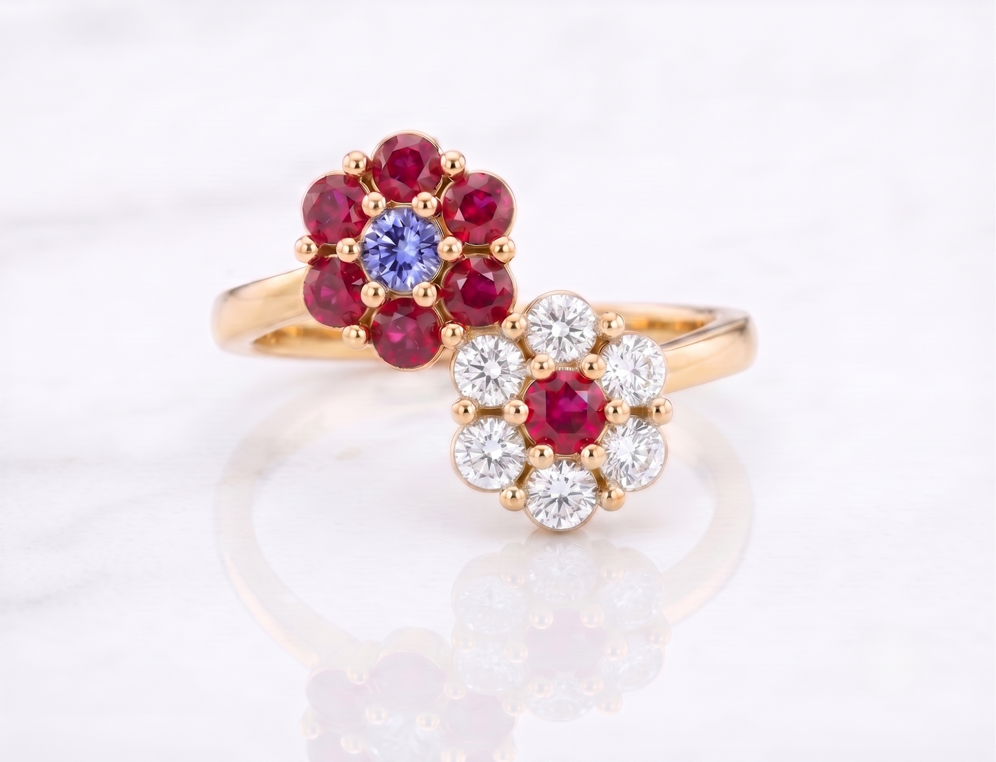 Delicate Double Daisy Cluster Ring in Sterling Silver