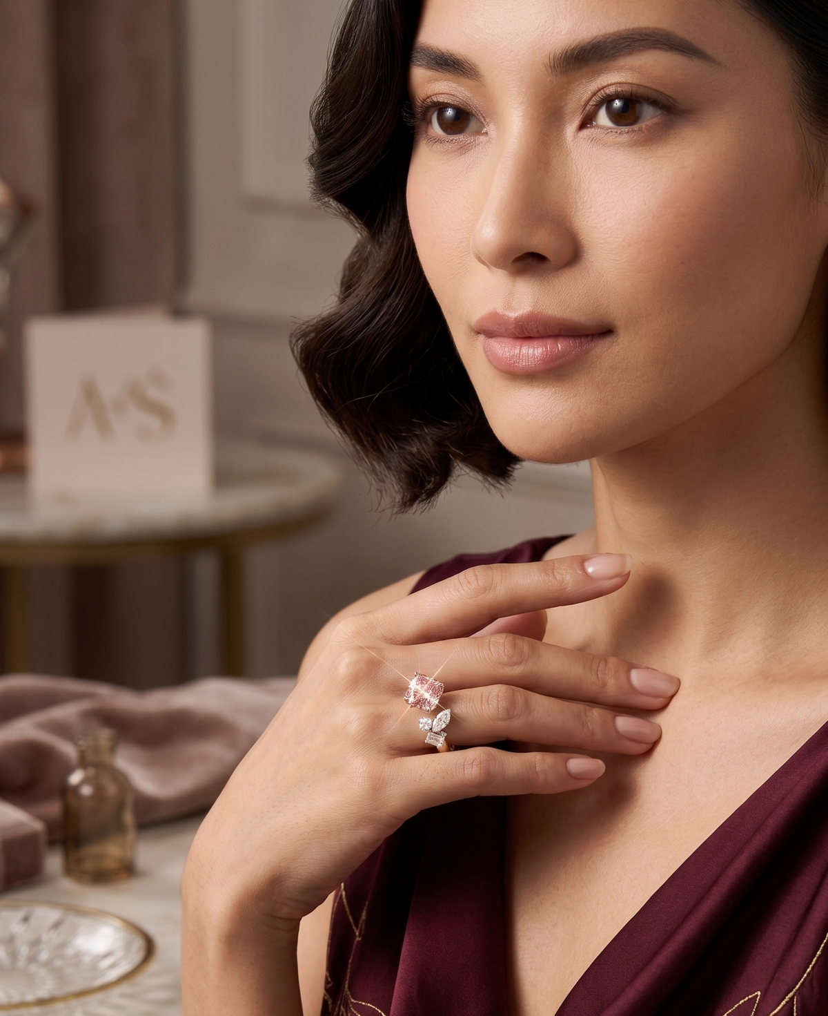 The "Blush & Ice" Asymmetrical Open Ring