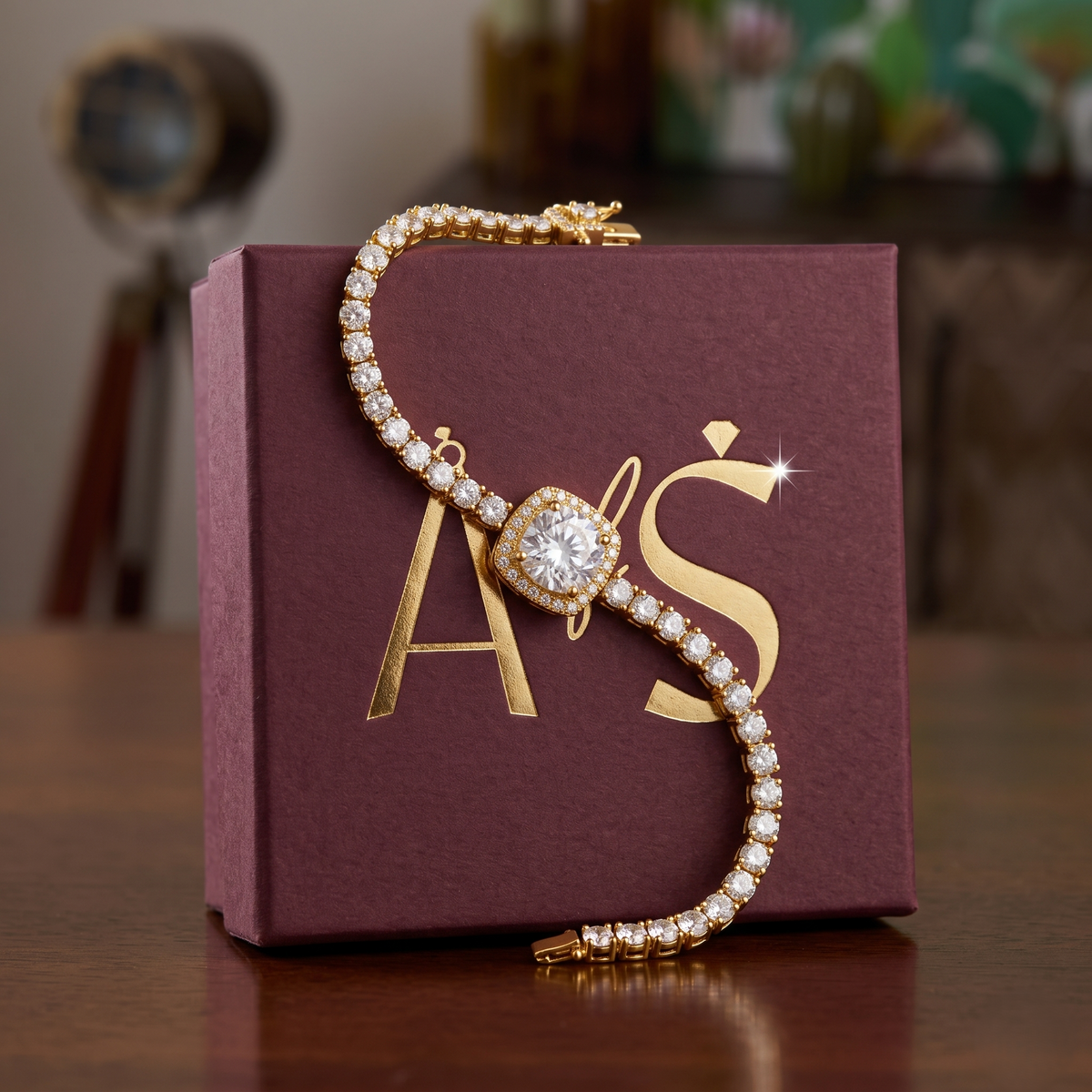 Cushion Cut Centerpiece Silver Tennis Bracelet