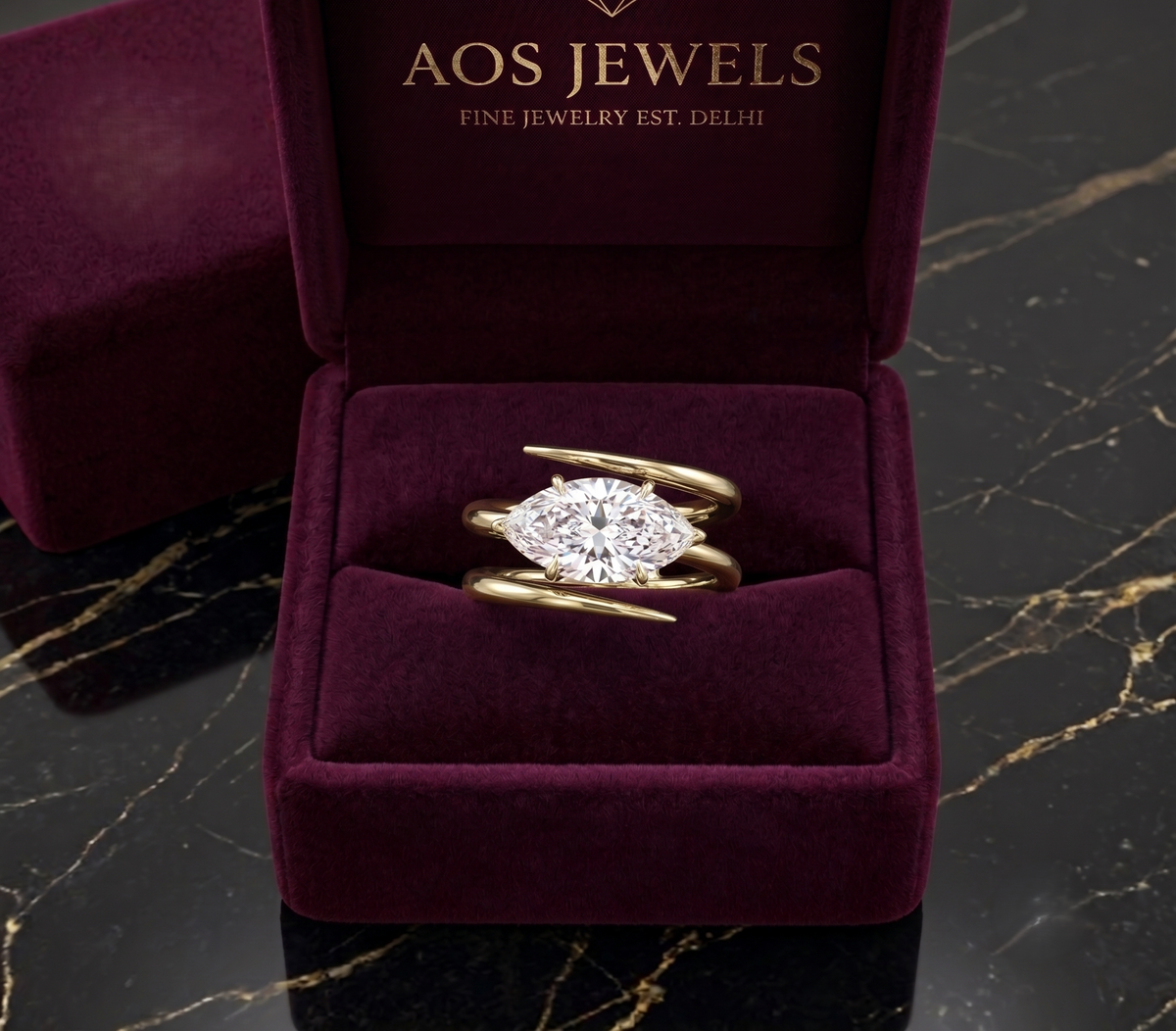 925 Sterling Silver Marquise Solitaire Wrap Ring