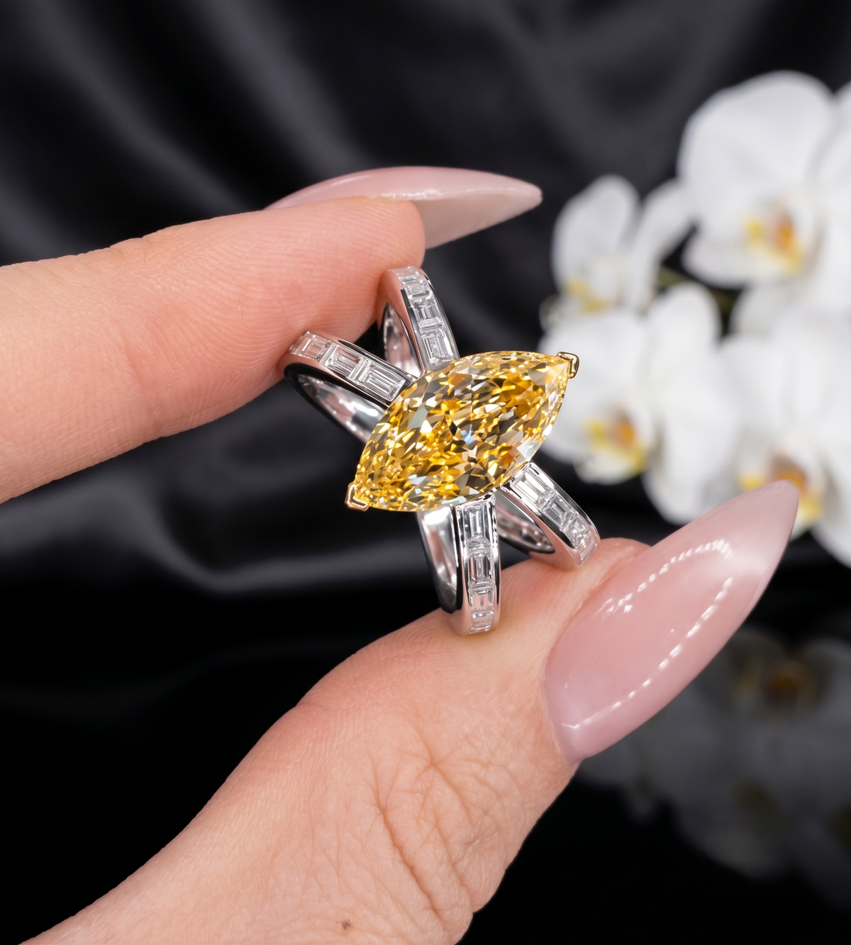 The Canary Sunburst Marquise Ring