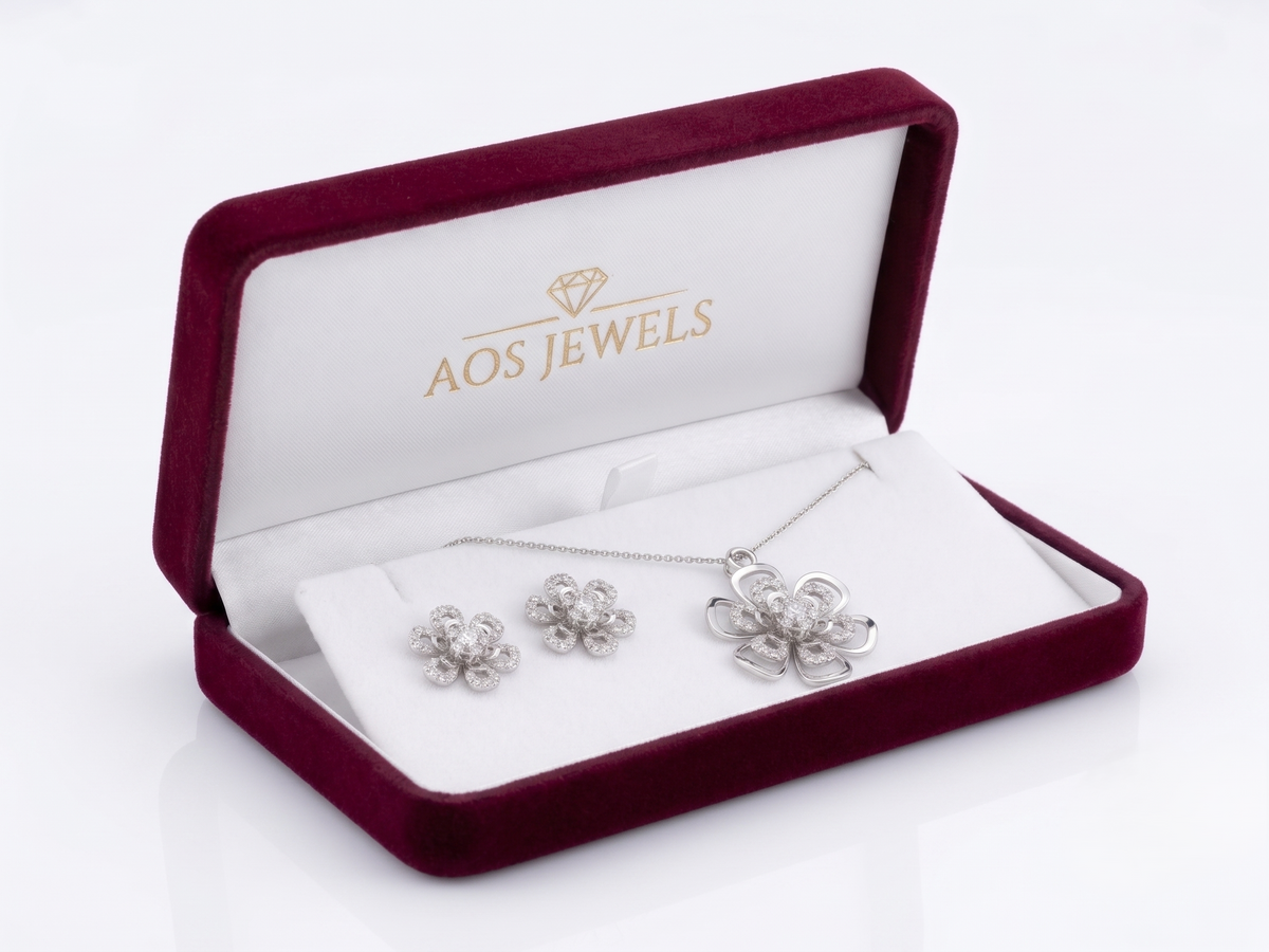 The Ethereal Open-Petal Floral Pendant Set
