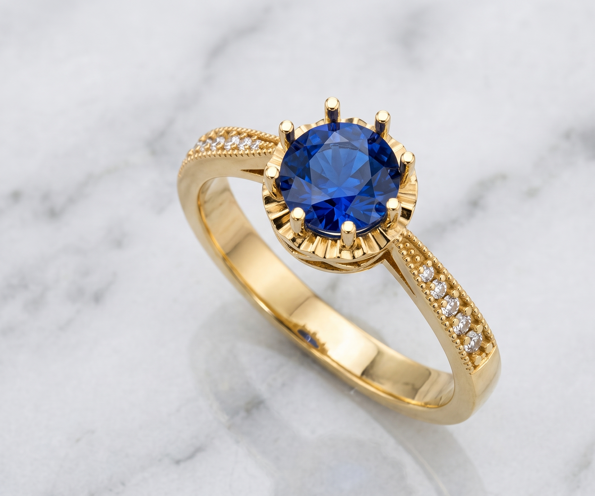 Sterling Silver Bezel-Set Blue Gemstone Statement Ring