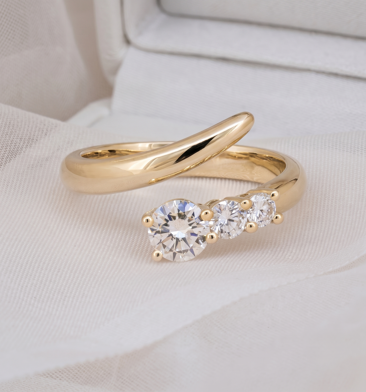 The Asymmetric Trio Wrap Silver Ring