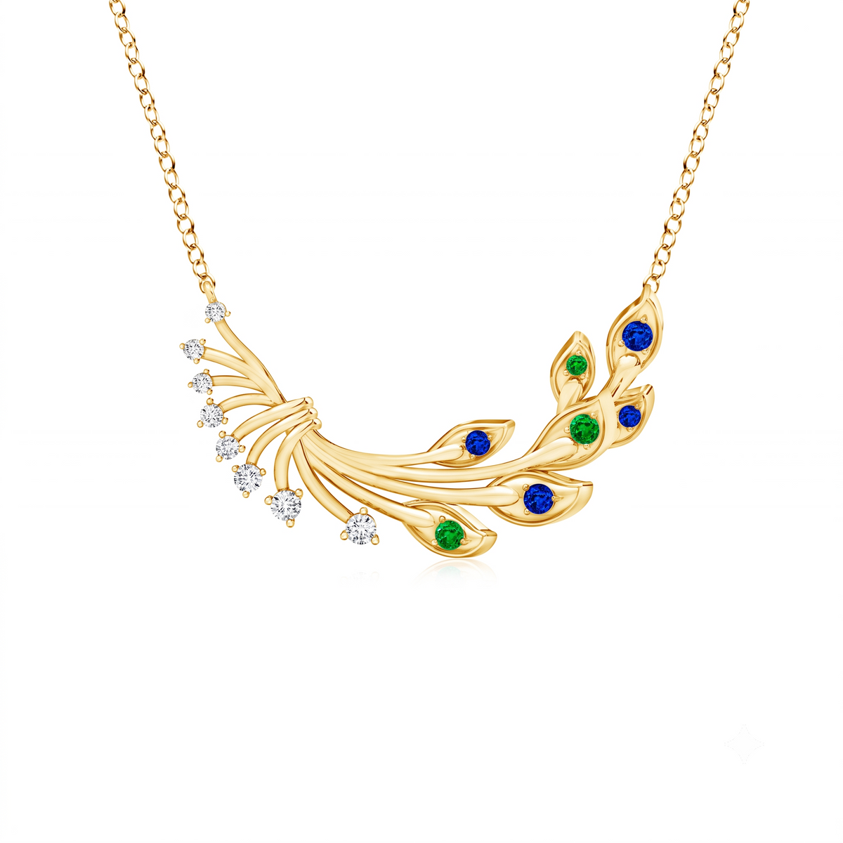 Majestic Peacock Plume Silver Pendant