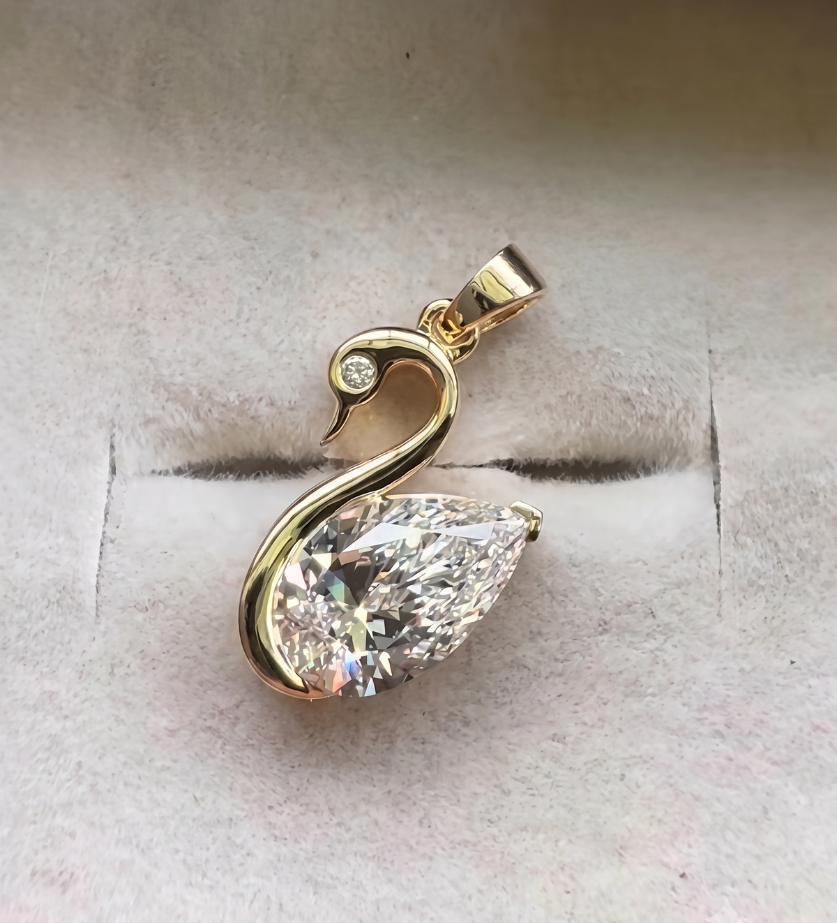 The Graceful Swan Pear-Cut Silver Pendant