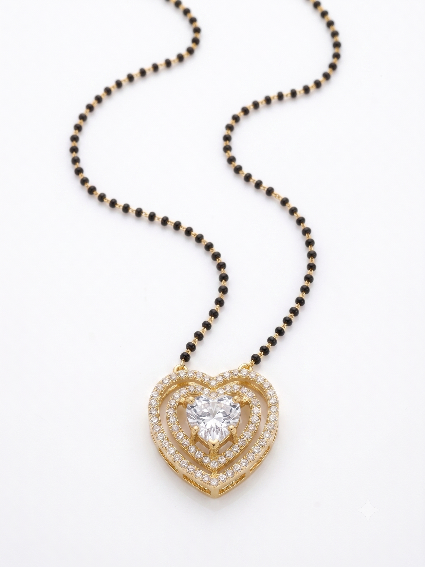 The haert Shape Mangalsutra in 925 Silver Gold Plated