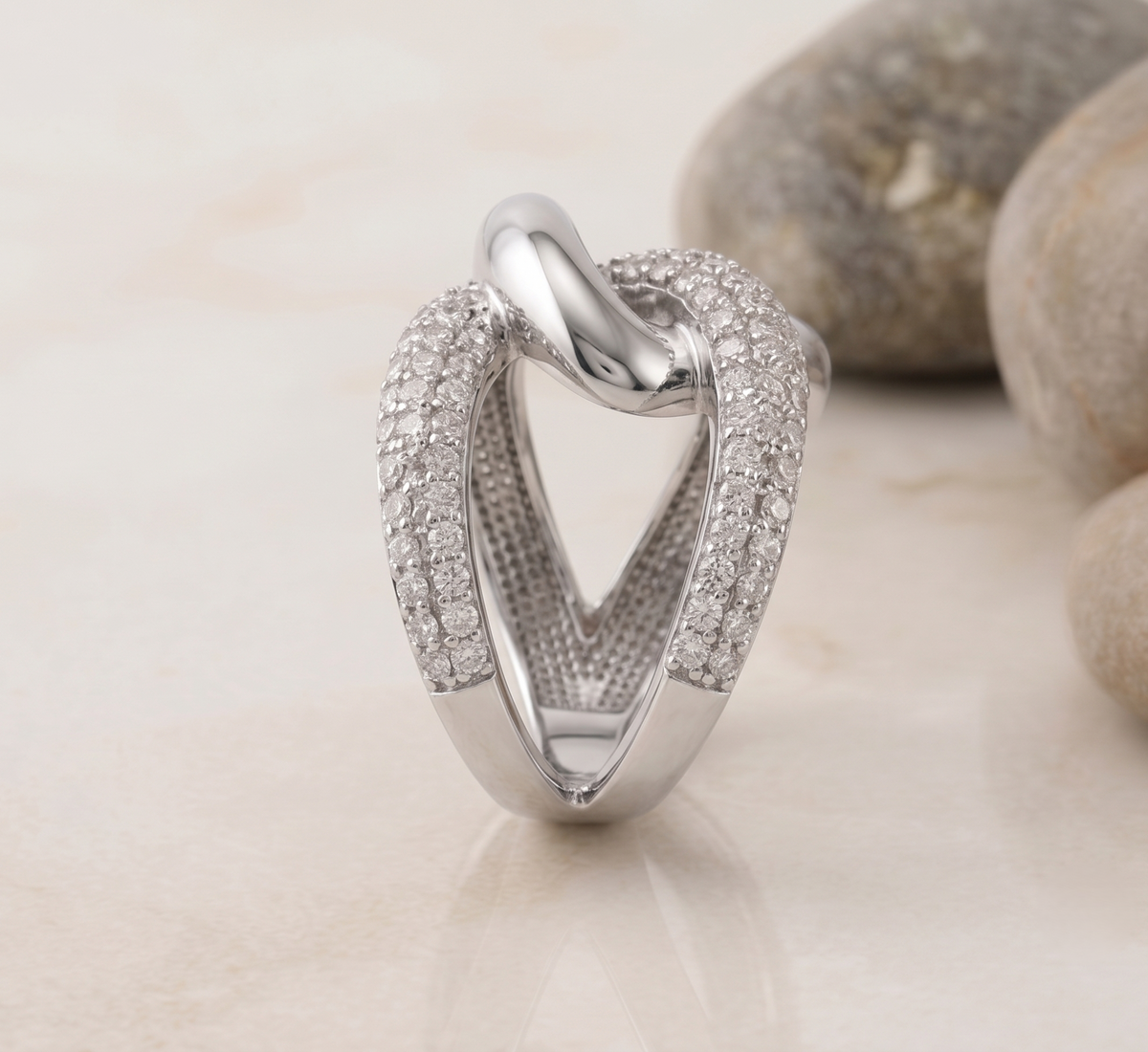 The 'Embrace' Crossover Statement Silver Ring