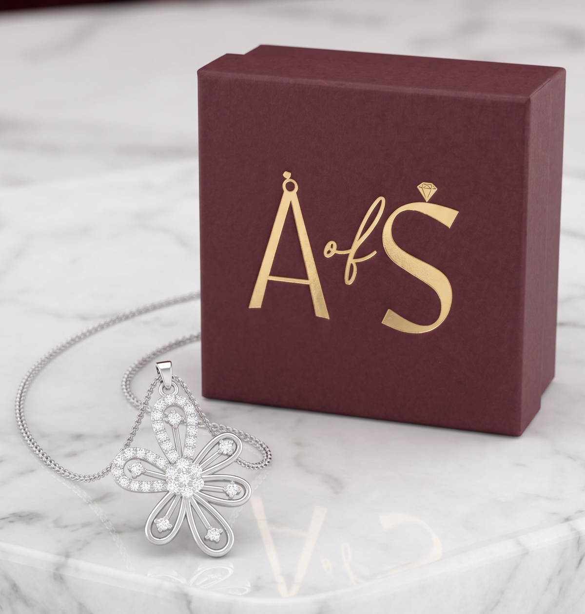 Sterling Silver Openwork Floral Chain Pendant