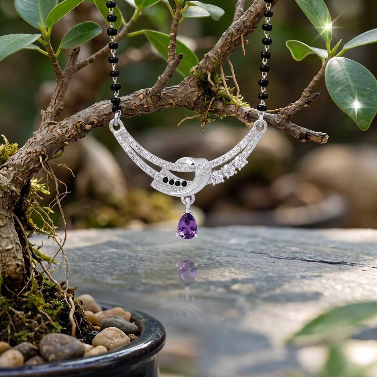 The Royal Orchid Silver Mangalsutra