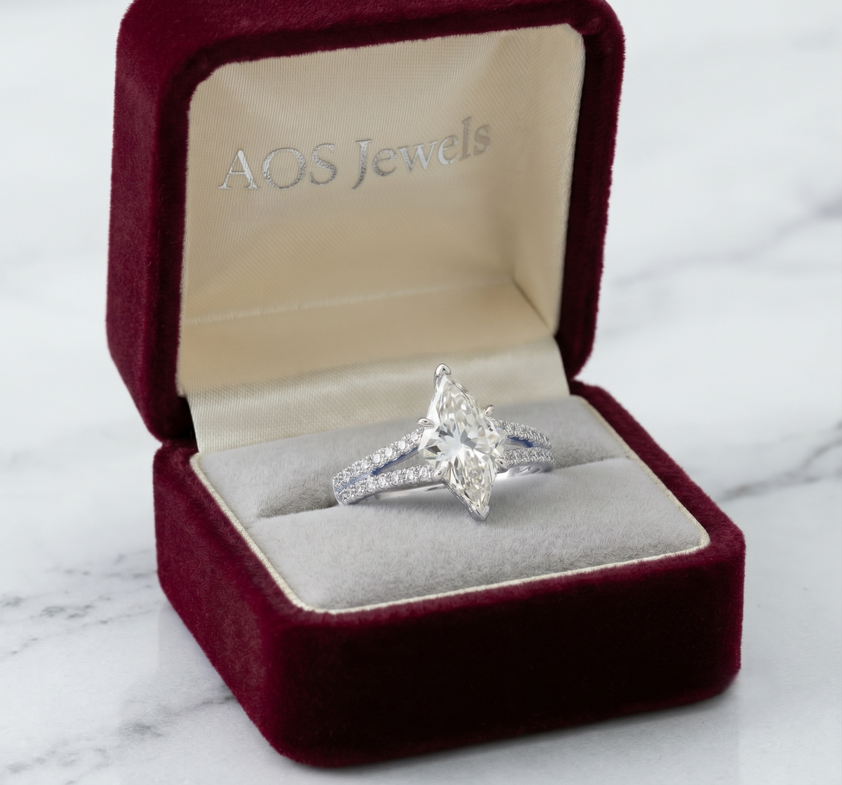 The Sterling Split-Shank Marquise Ring