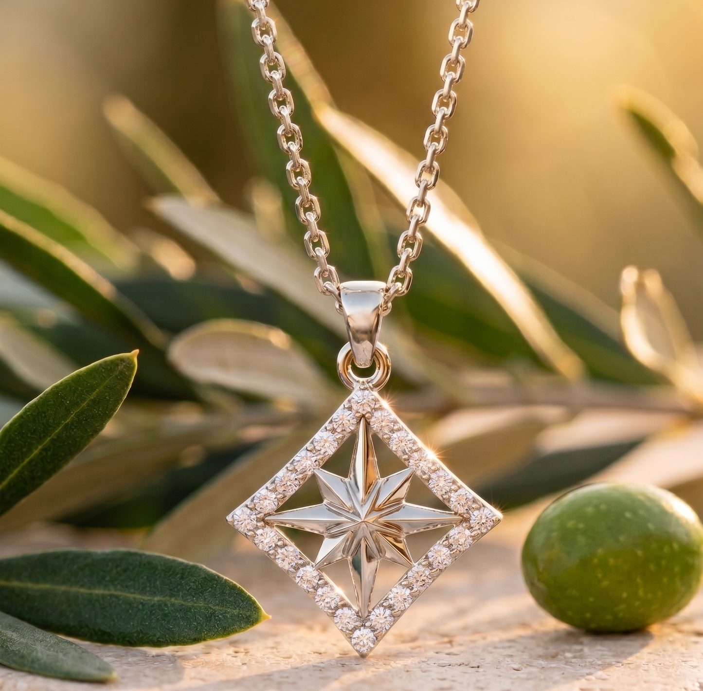 Radiant North Star moissanite Silver Pendant