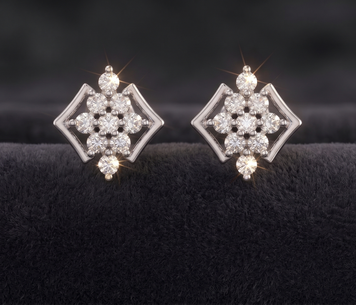 925 Sterling Silver Geometric Moissanite Cluster Studs