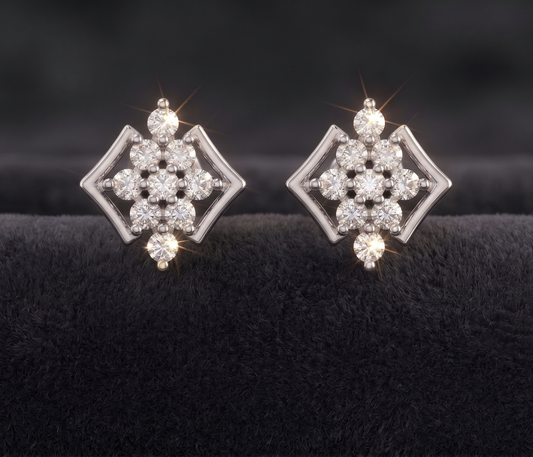925 Sterling Silver Geometric Moissanite Cluster Studs