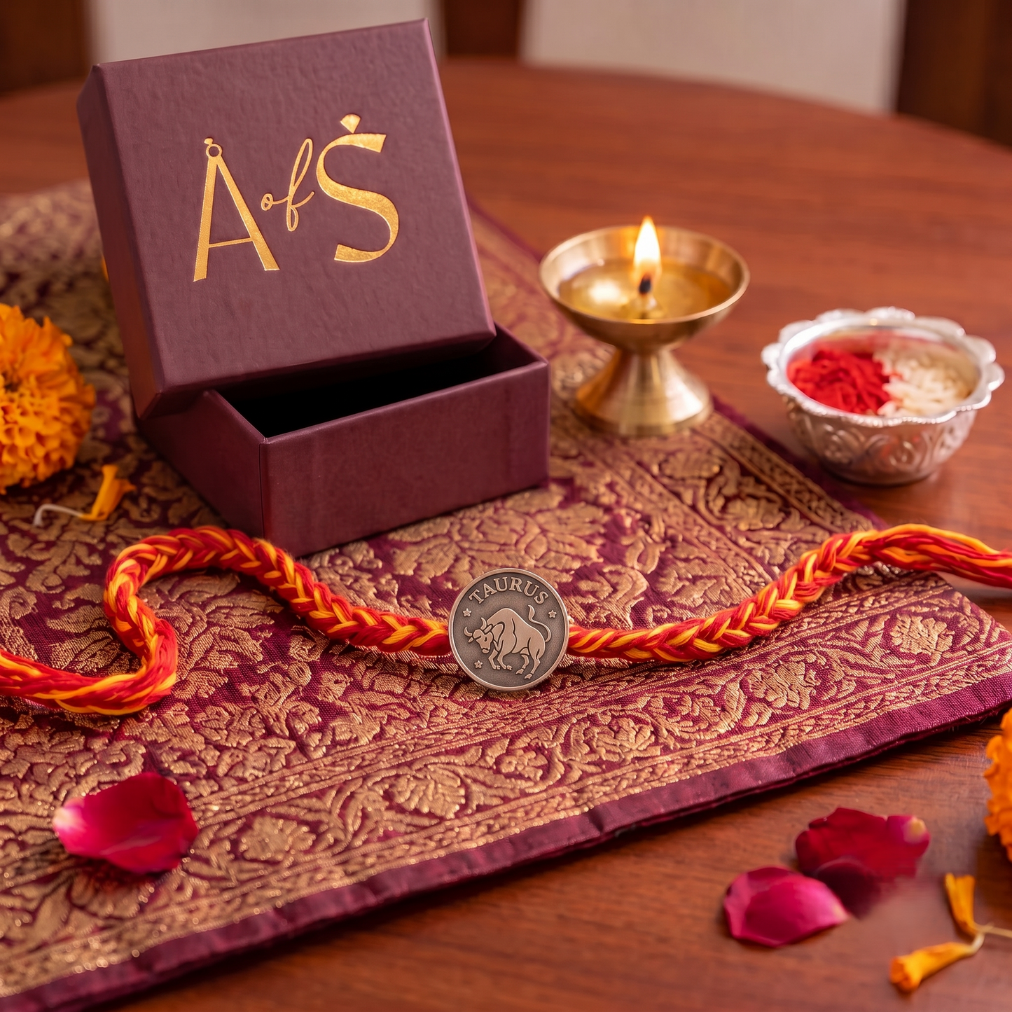 Zodiac sign 925 Silver Rakhi