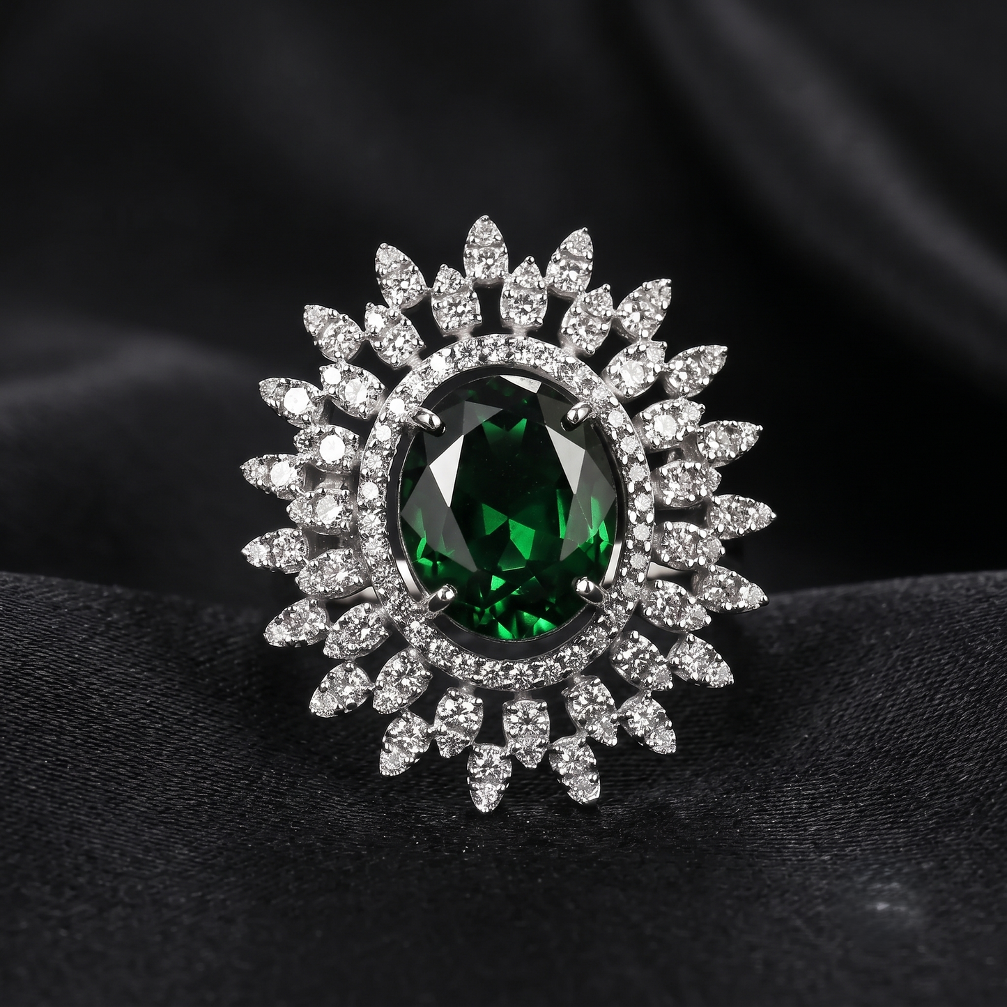 The Imperial Emerald Starburst Silver Ring