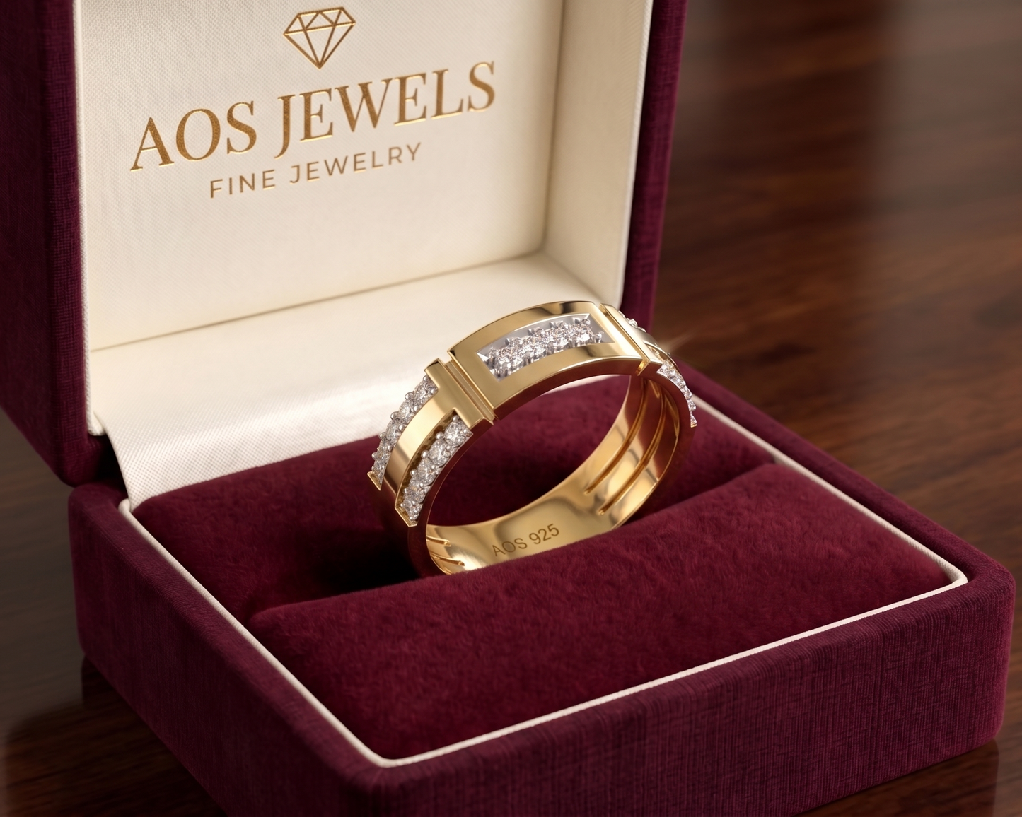 Modern Deco Brushed Silver Band