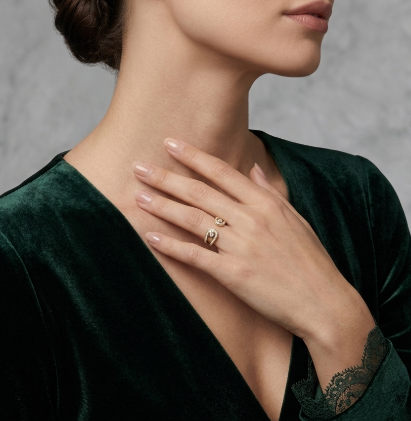 Celestial Orbit Dual-Stone Sterling Silver Ring