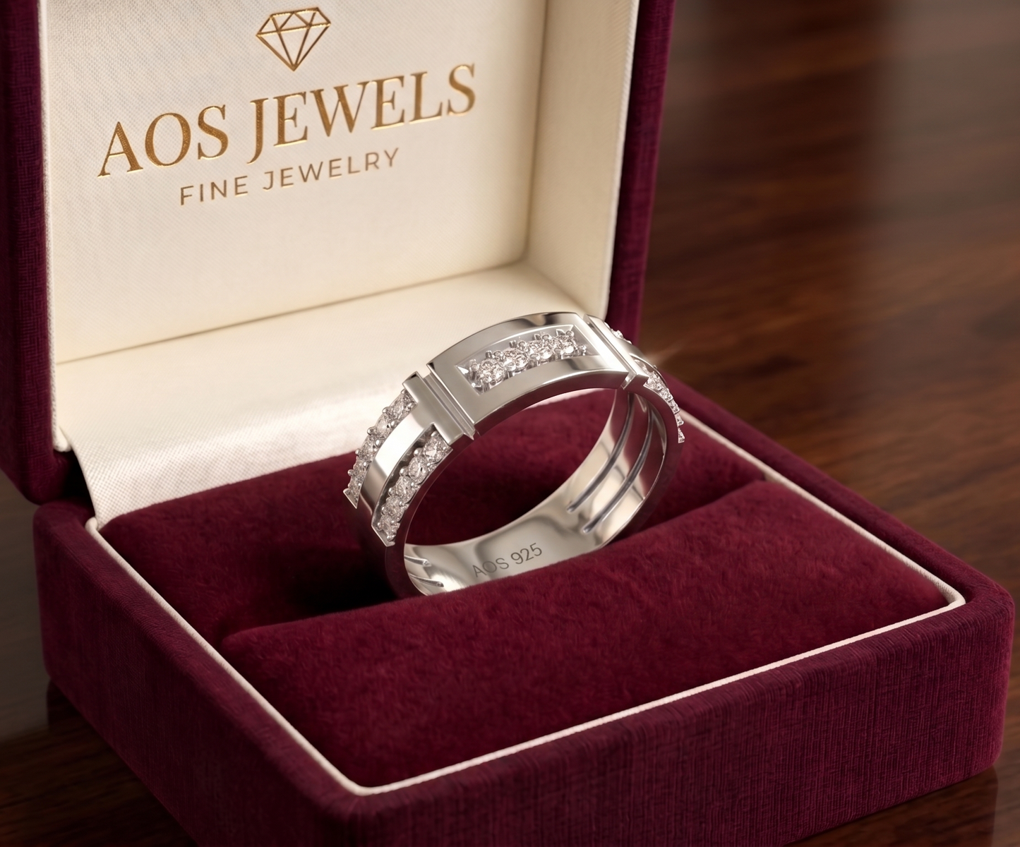 Modern Deco Brushed Silver Band
