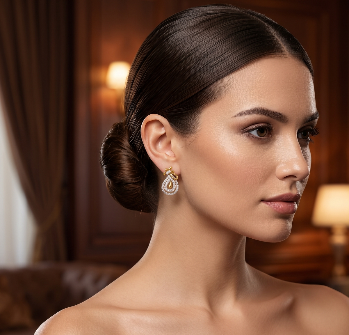 Radiant Ribbon Double-Halo Silver Drop Earrings