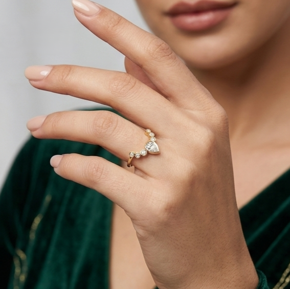 The Royal Pear Bezel Crown Silver Ring