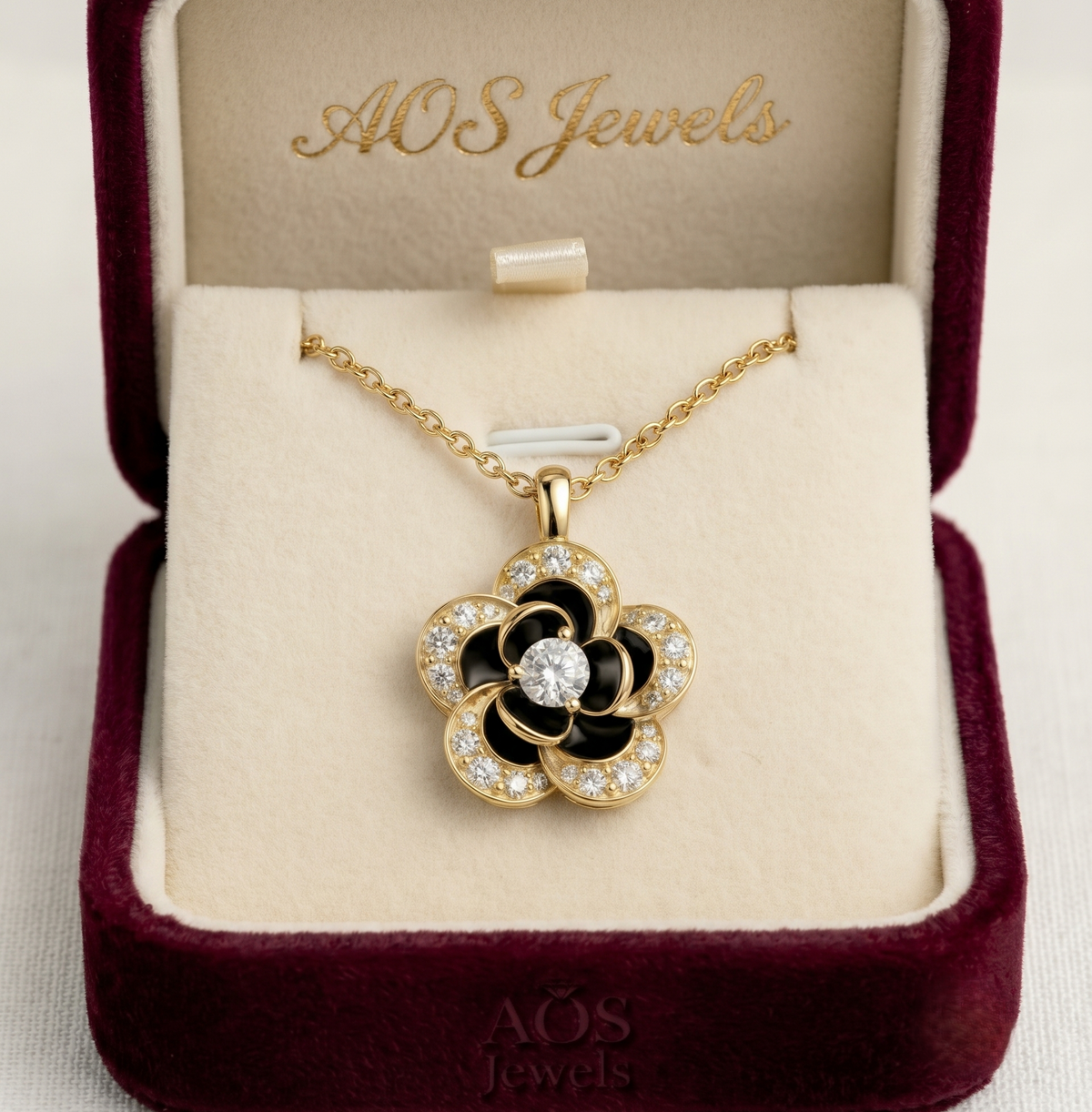 The Midnight Camellia Silver Pendant