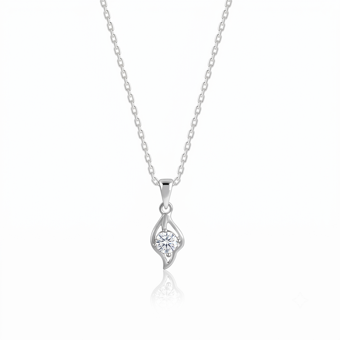 A Sterling Silver Swirl Solitaire Pendant