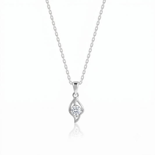 A Sterling Silver Swirl Solitaire Pendant