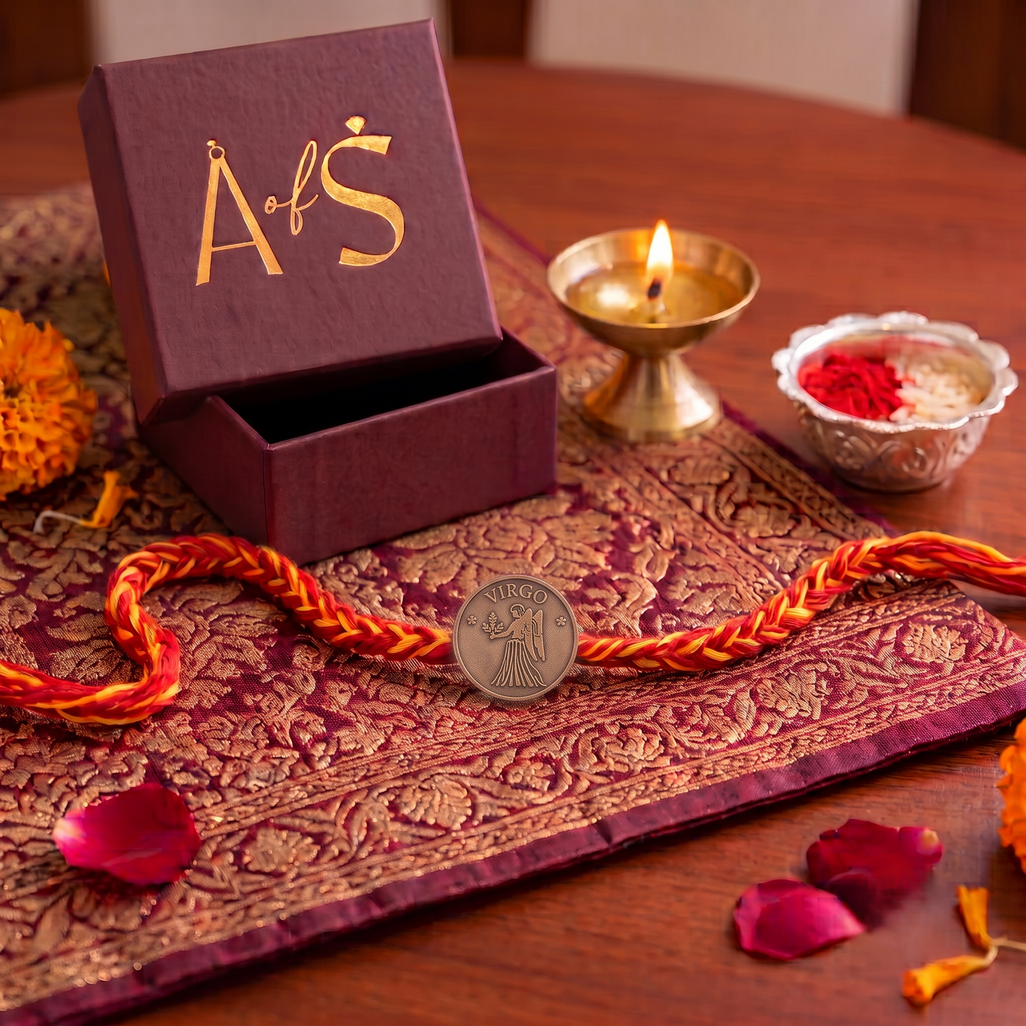 Zodiac sign 925 Silver Rakhi