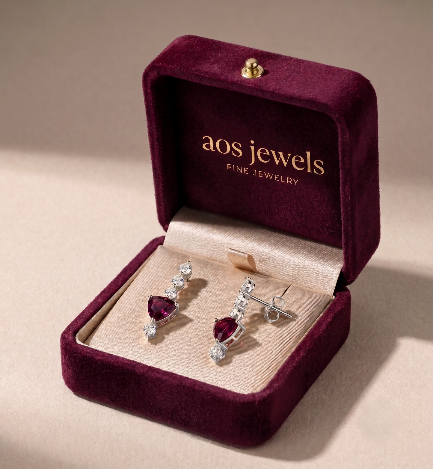 Berry Sparkle Silver Drop Studs