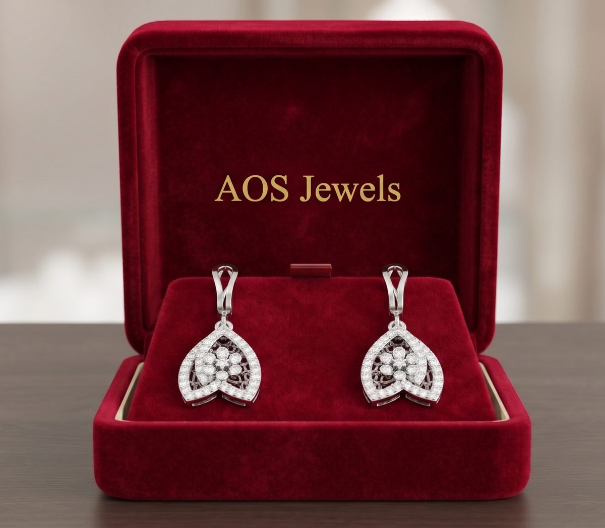 925 Sterling Silver Floral Teardrop Drop Earrings