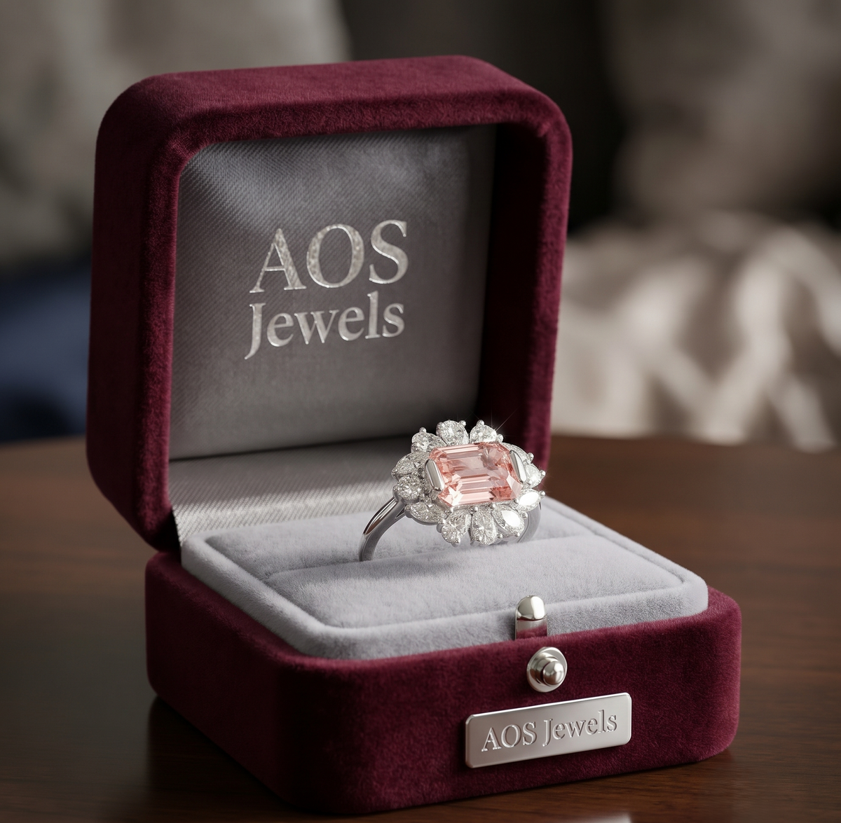 The Sterling Peach Halo Ring