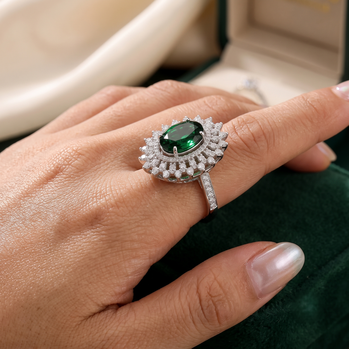 The Imperial Emerald Starburst Silver Ring