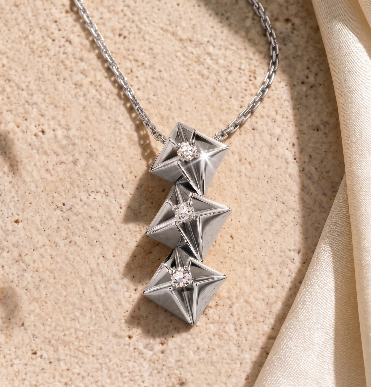 The Triple Prism Star Sterling Silver Pendant