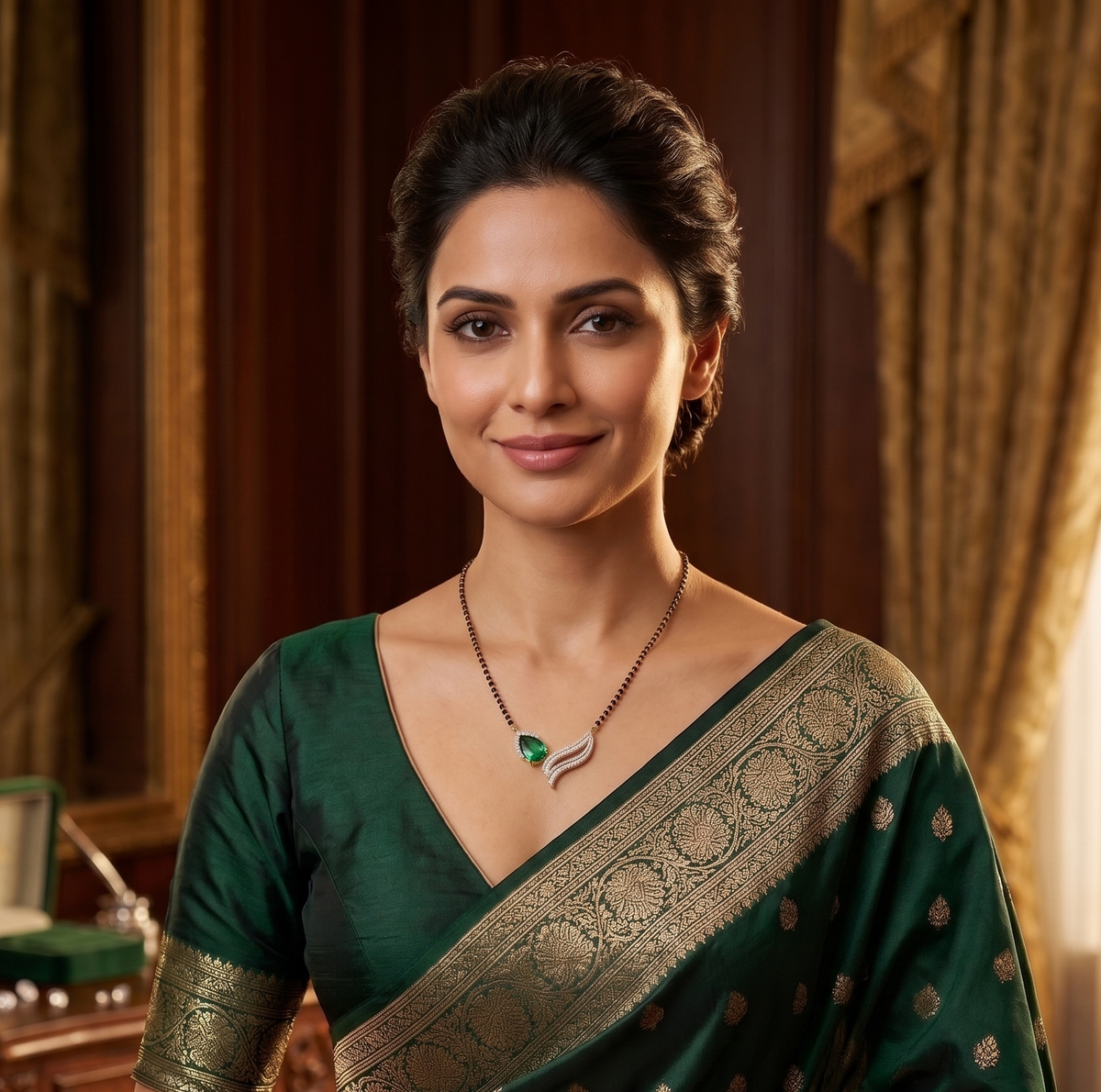 The Emerald Wing Silver Mangalsutra